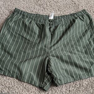 DSG Green Pinstripe Drawstring Running Shorts